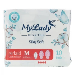 مای لیدی الترا بالدار ابریشمی سفید M  (10*24)