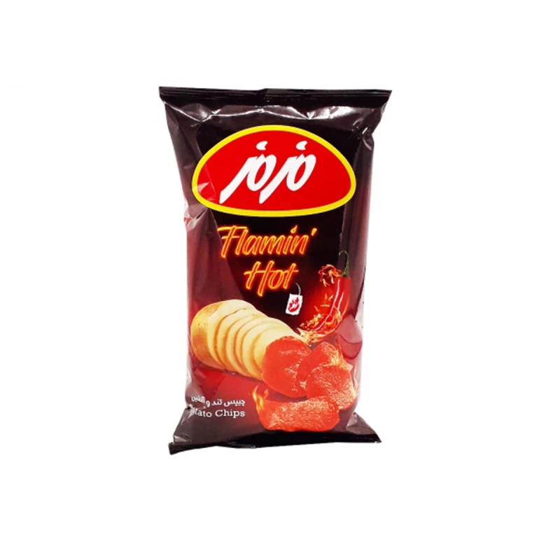 چیپس  برگه ای تند و آتشین متوسط 65گ مزمز